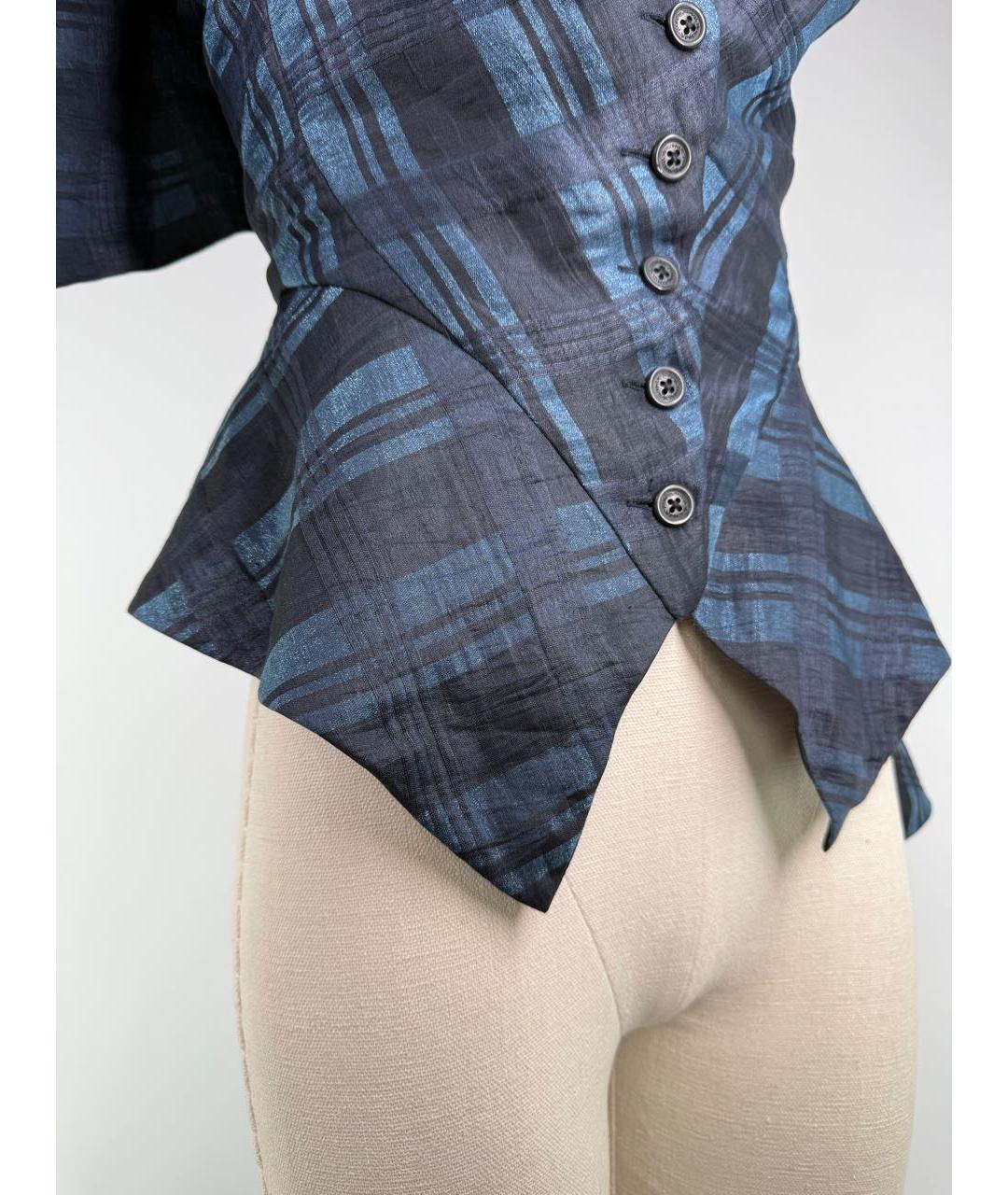 VIVIENNE WESTWOOD Темно-синяя льняная блузы, фото 7