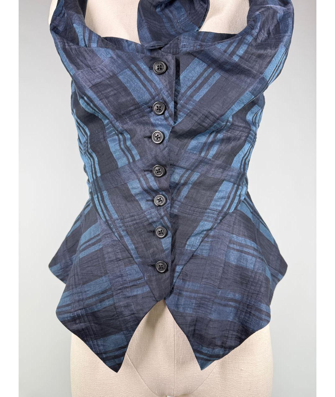 VIVIENNE WESTWOOD Темно-синяя льняная блузы, фото 5