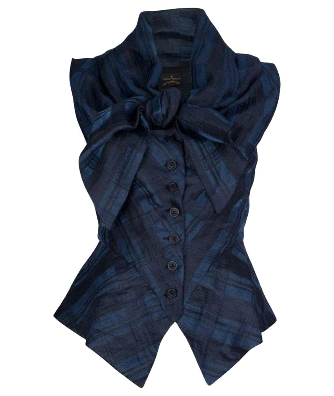 VIVIENNE WESTWOOD Темно-синяя льняная блузы, фото 1