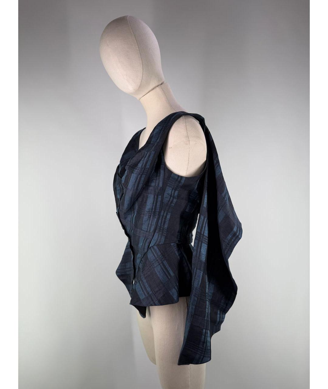 VIVIENNE WESTWOOD Темно-синяя льняная блузы, фото 3