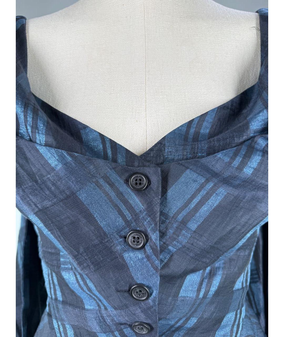 VIVIENNE WESTWOOD Темно-синяя льняная блузы, фото 6