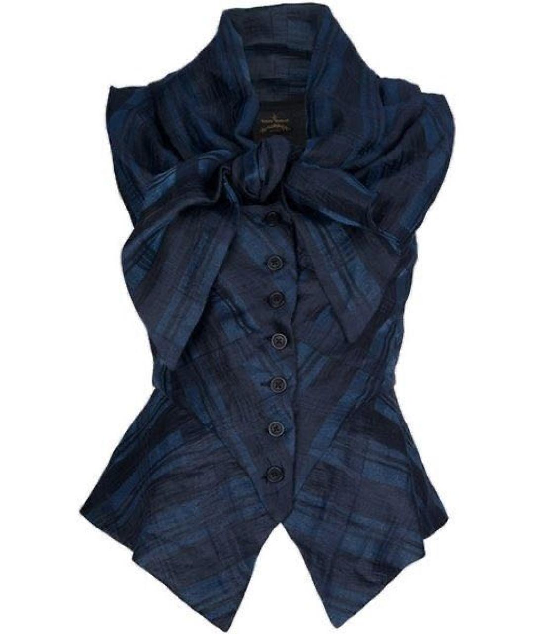 VIVIENNE WESTWOOD Темно-синяя льняная блузы, фото 9