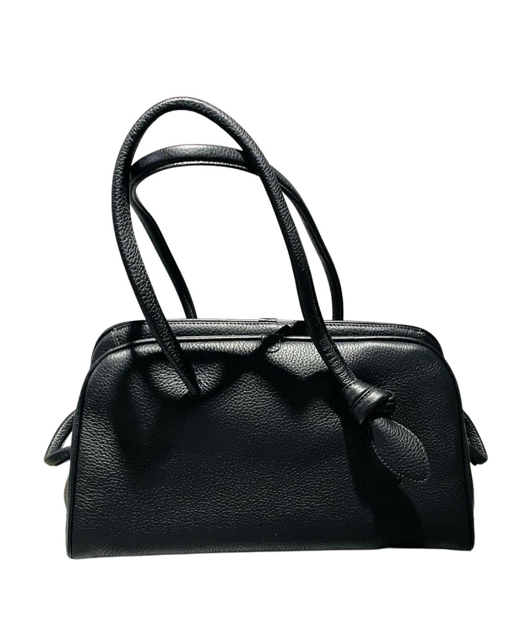 JACQUEMUS Черная кожаная сумка с короткими ручками, фото 1