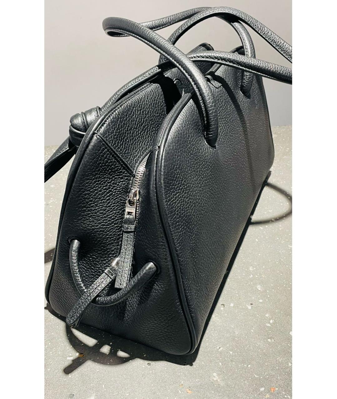 JACQUEMUS Черная кожаная сумка с короткими ручками, фото 6