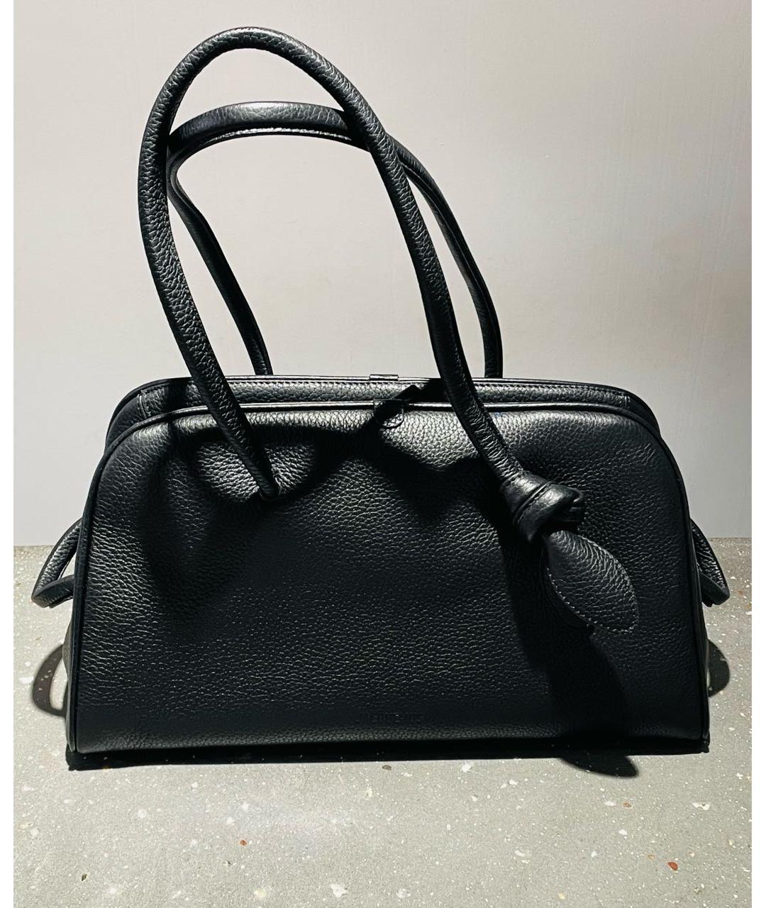 JACQUEMUS Черная кожаная сумка с короткими ручками, фото 7