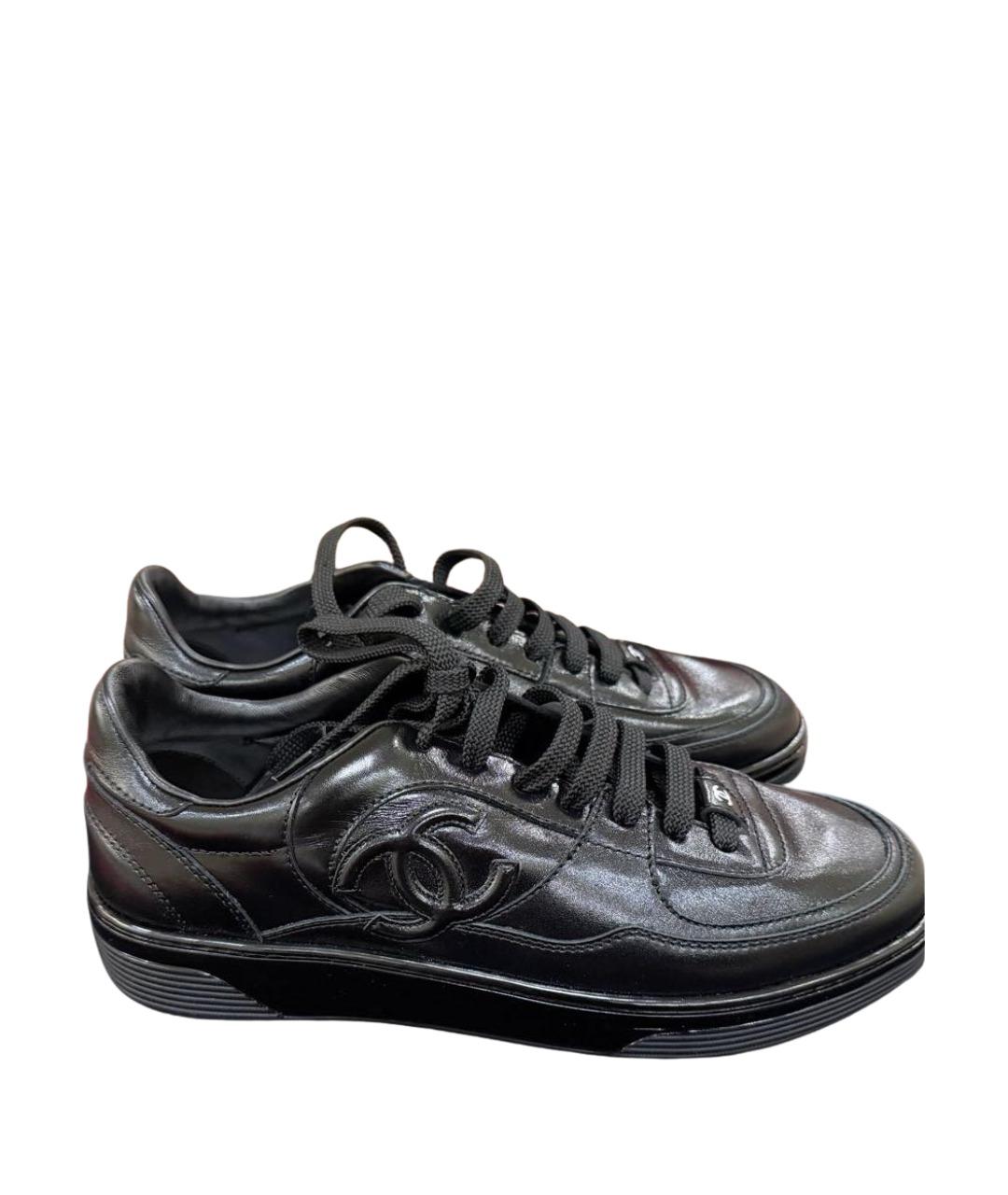 CHANEL Черные кожаные кеды, фото 1