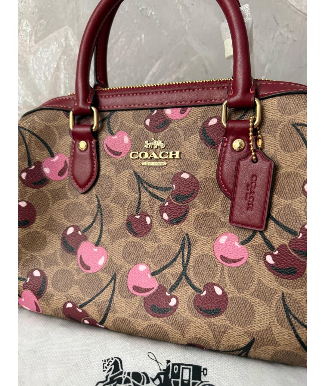 COACH Кожаная сумка с короткими ручками, фото 3