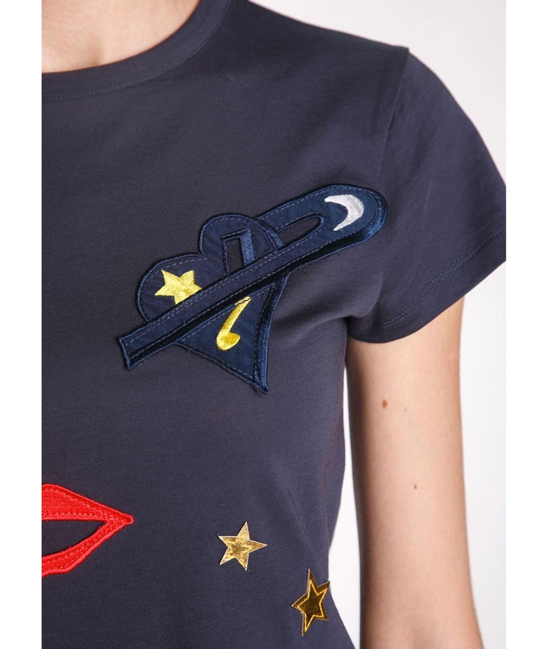 STELLA MCCARTNEY Темно-синяя хлопковая футболка, фото 4