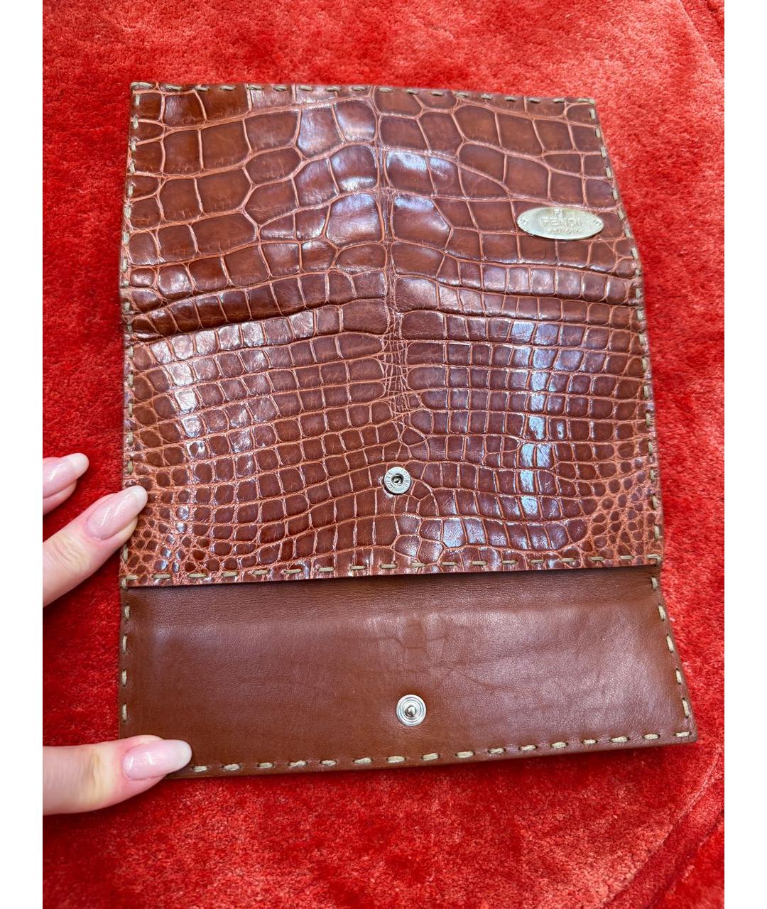 FENDI Коричневый кошелек из экзотической кожи, фото 4