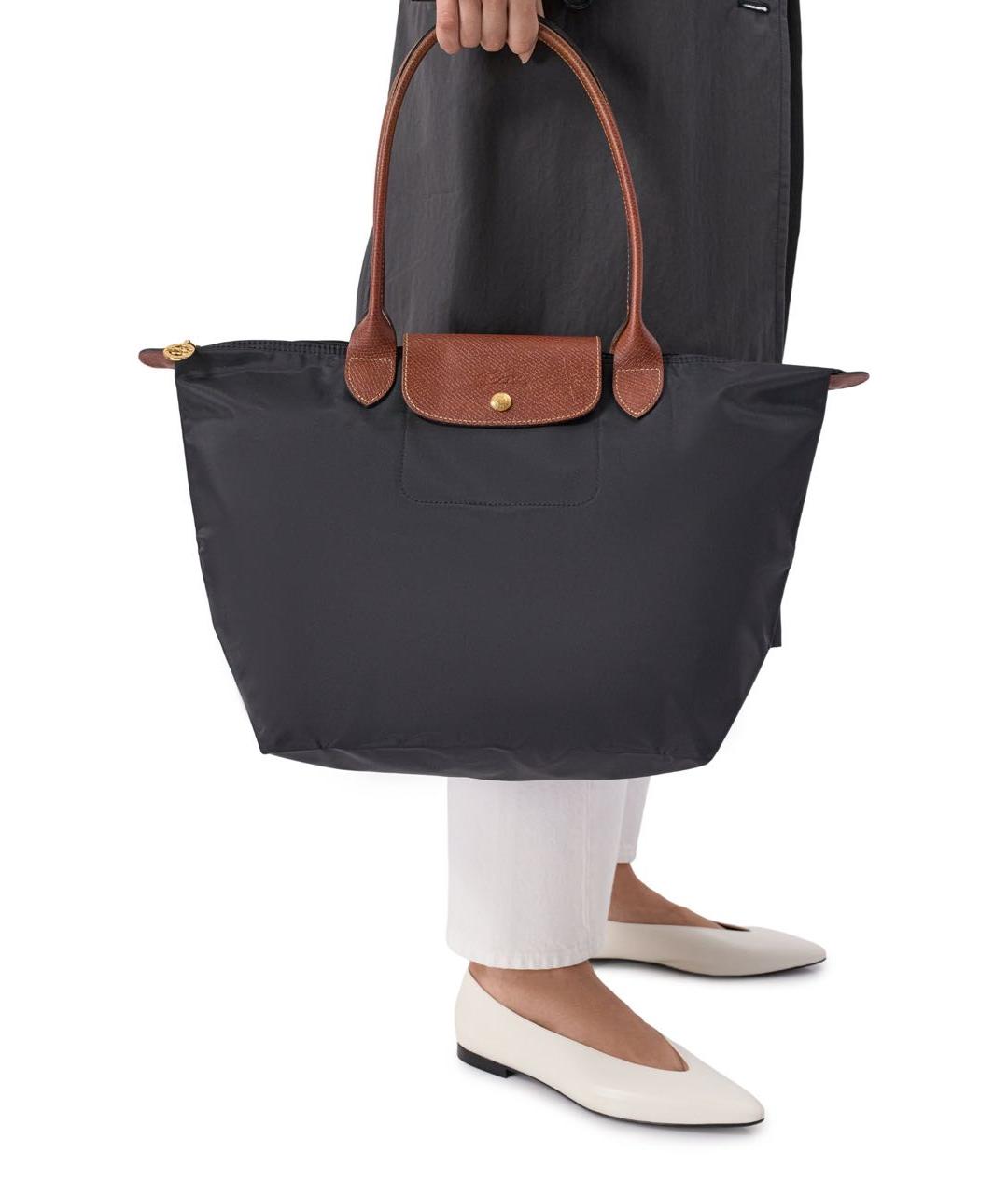 LONGCHAMP Черная тканевая сумка тоут, фото 7