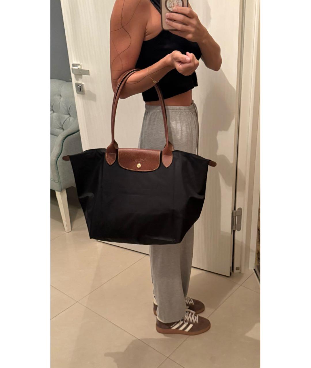 LONGCHAMP Черная тканевая сумка тоут, фото 6