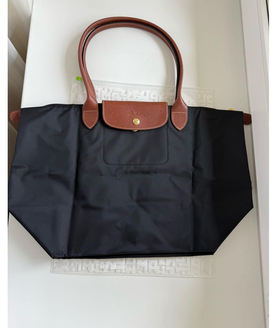 LONGCHAMP Черная тканевая сумка тоут, фото 3