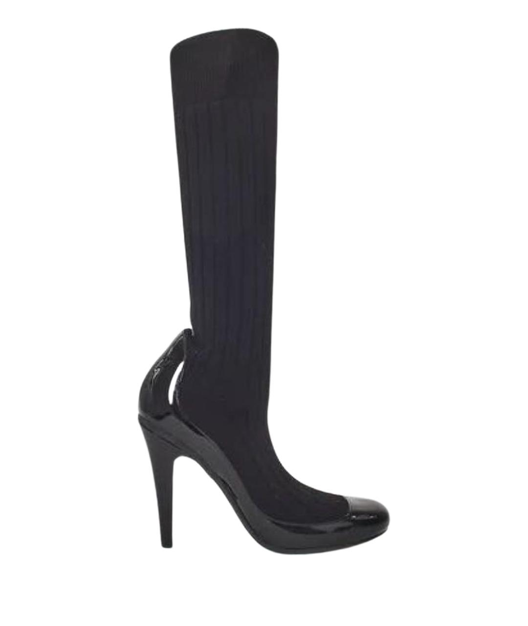 CHANEL Черные сапоги из лакированной кожи, фото 1
