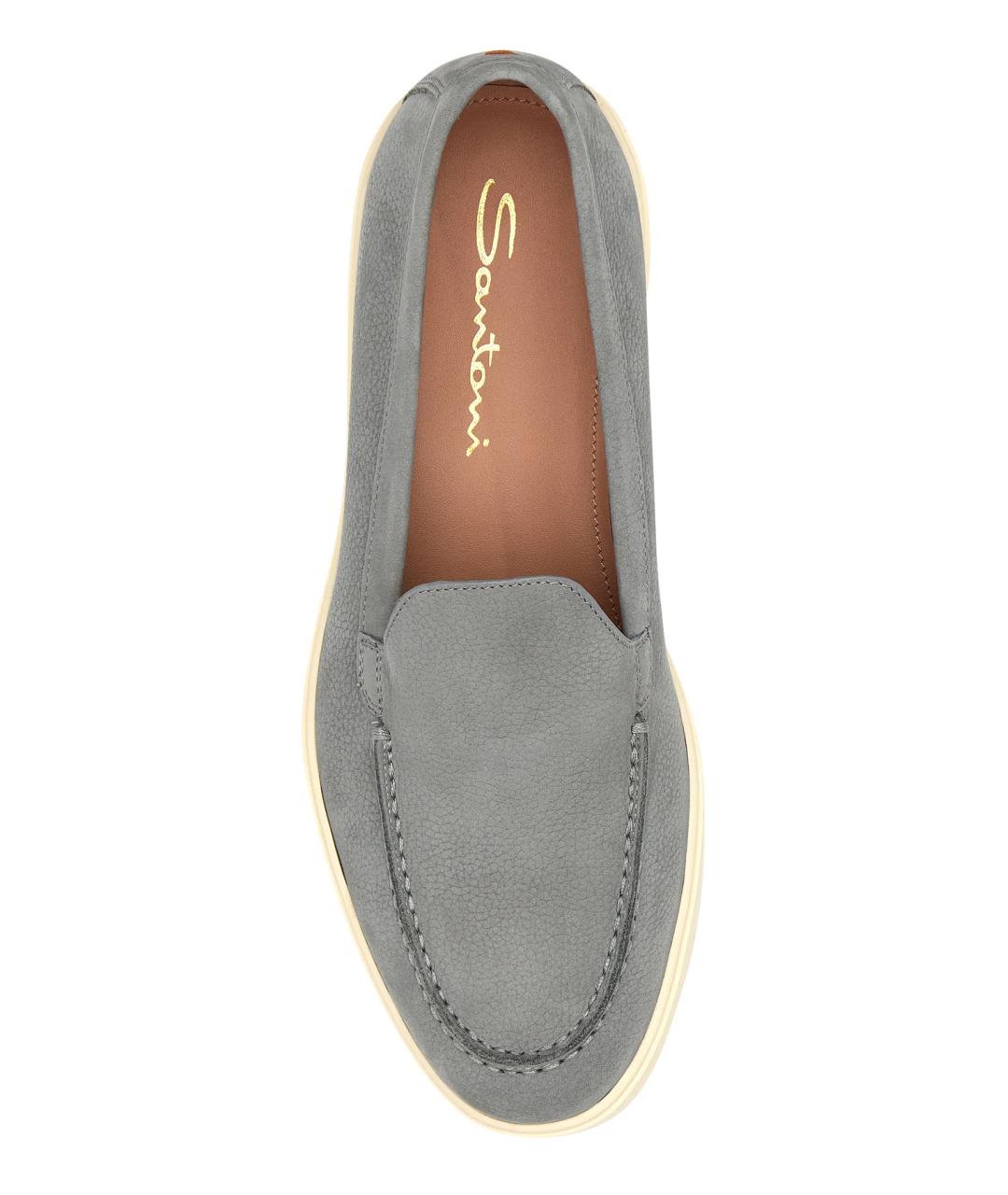 SANTONI Серые замшевые лоферы, фото 4