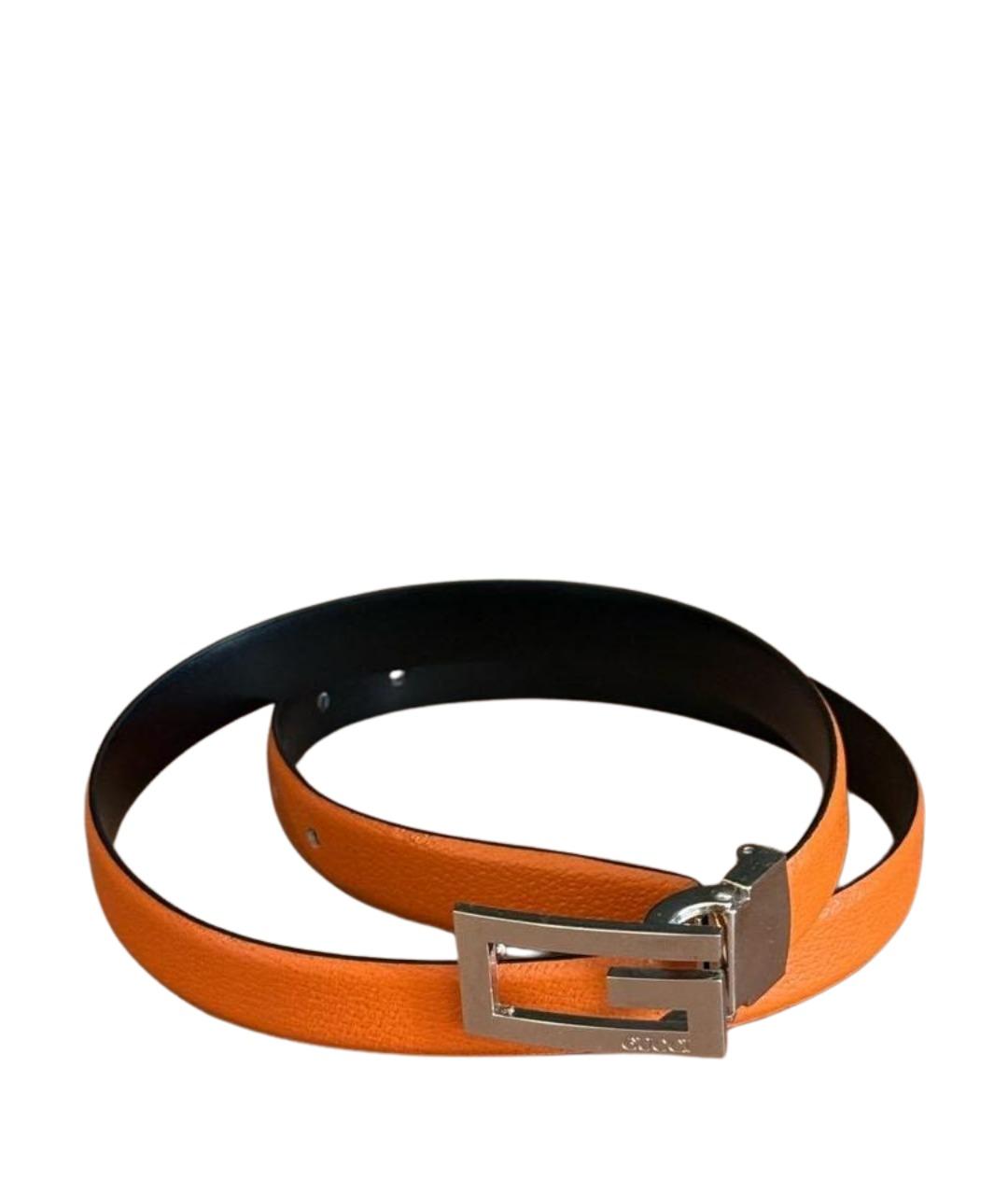 GUCCI Оранжевый кожаный ремень, фото 1