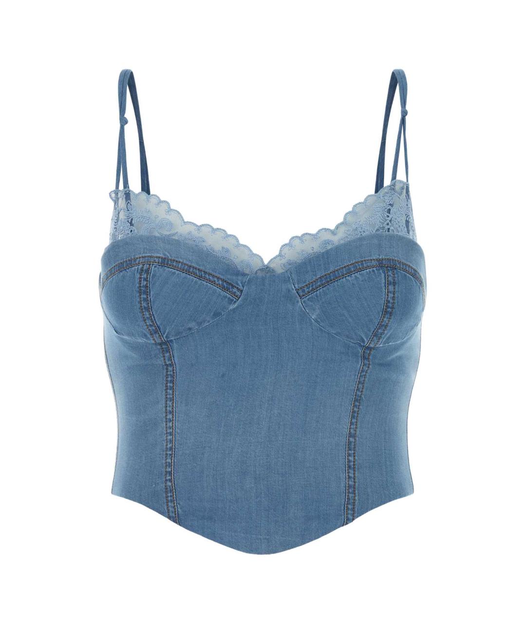 ERMANNO SCERVINO Голубая хлопковая майка, фото 1