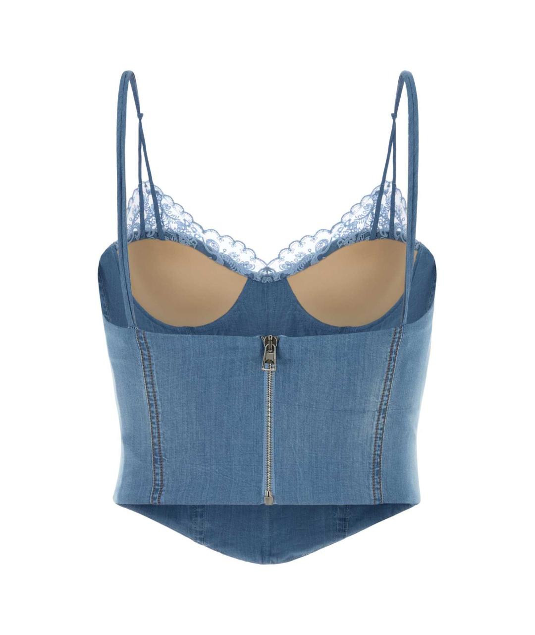 ERMANNO SCERVINO Голубая хлопковая майка, фото 2