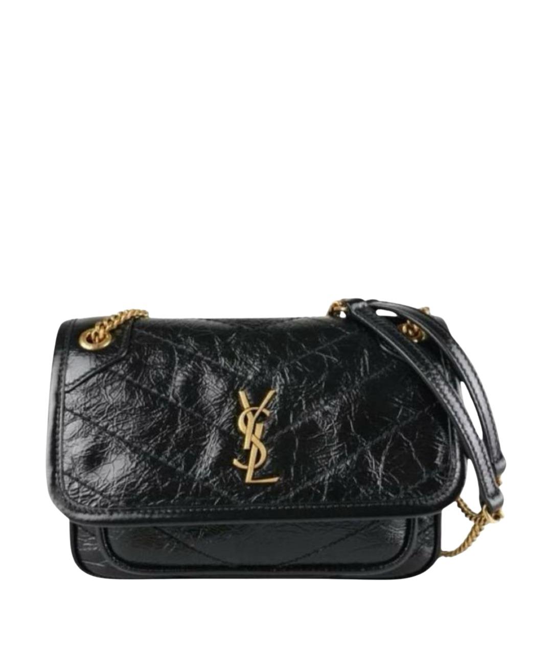 SAINT LAURENT Черная кожаная сумка через плечо, фото 1