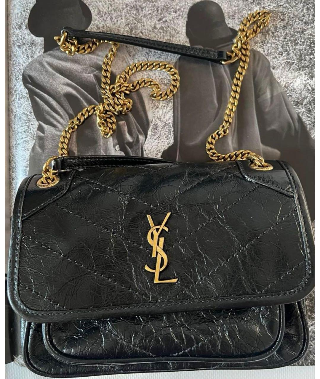 SAINT LAURENT Черная кожаная сумка через плечо, фото 4