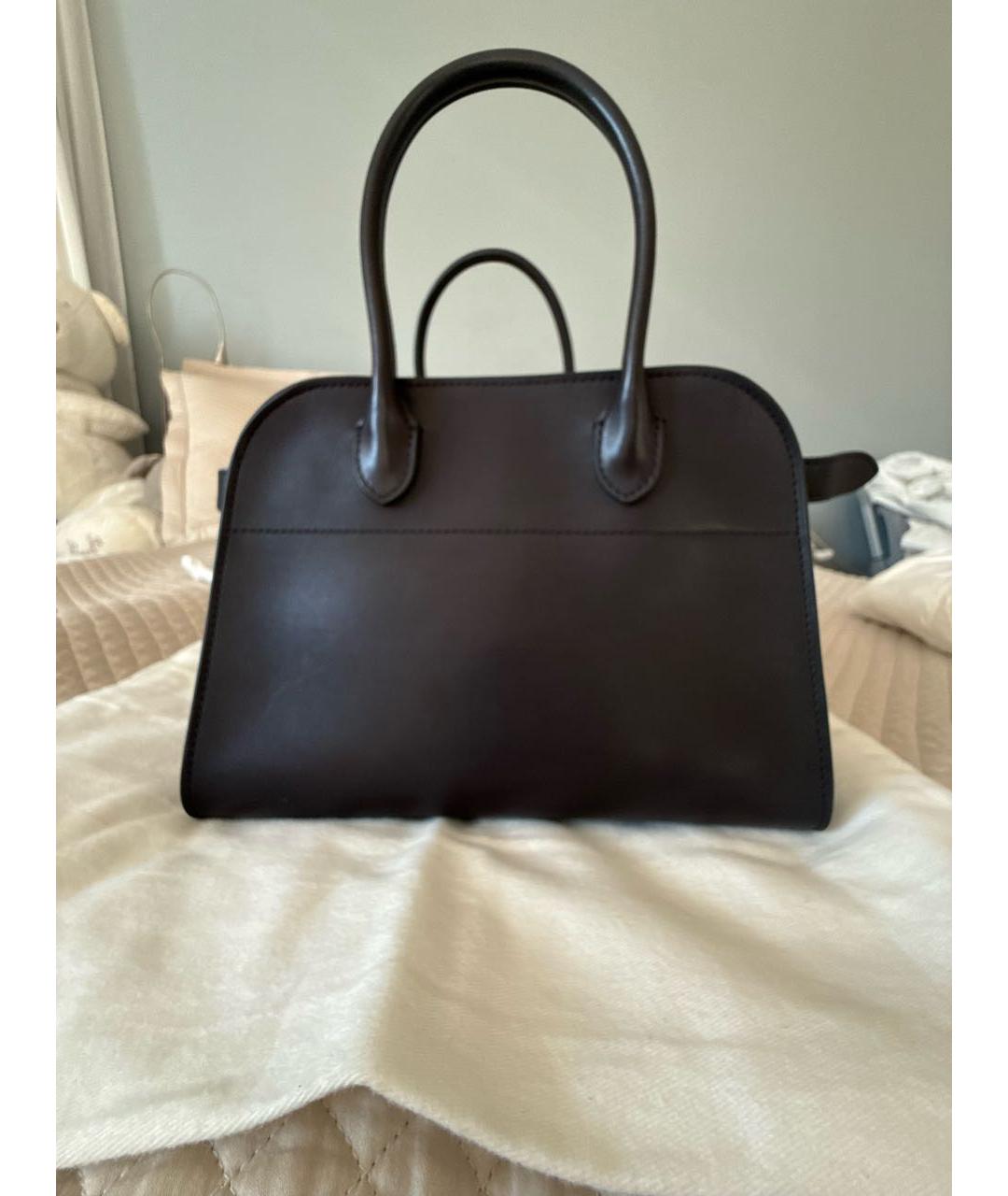 THE ROW Черная кожаная сумка с короткими ручками, фото 7