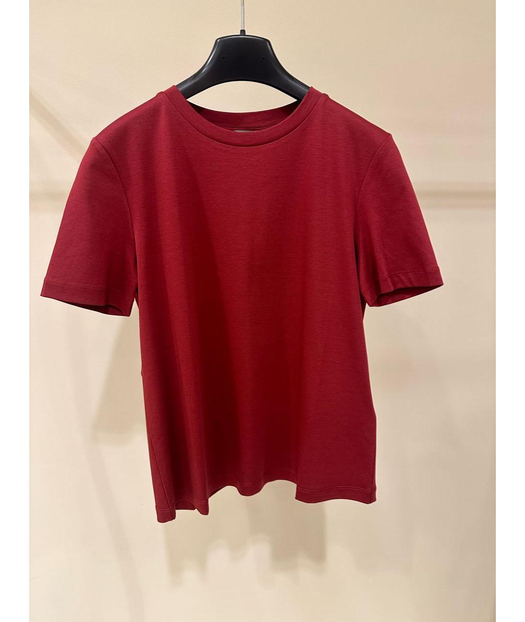 MAX MARA Бордовая хлопковая футболка, фото 5