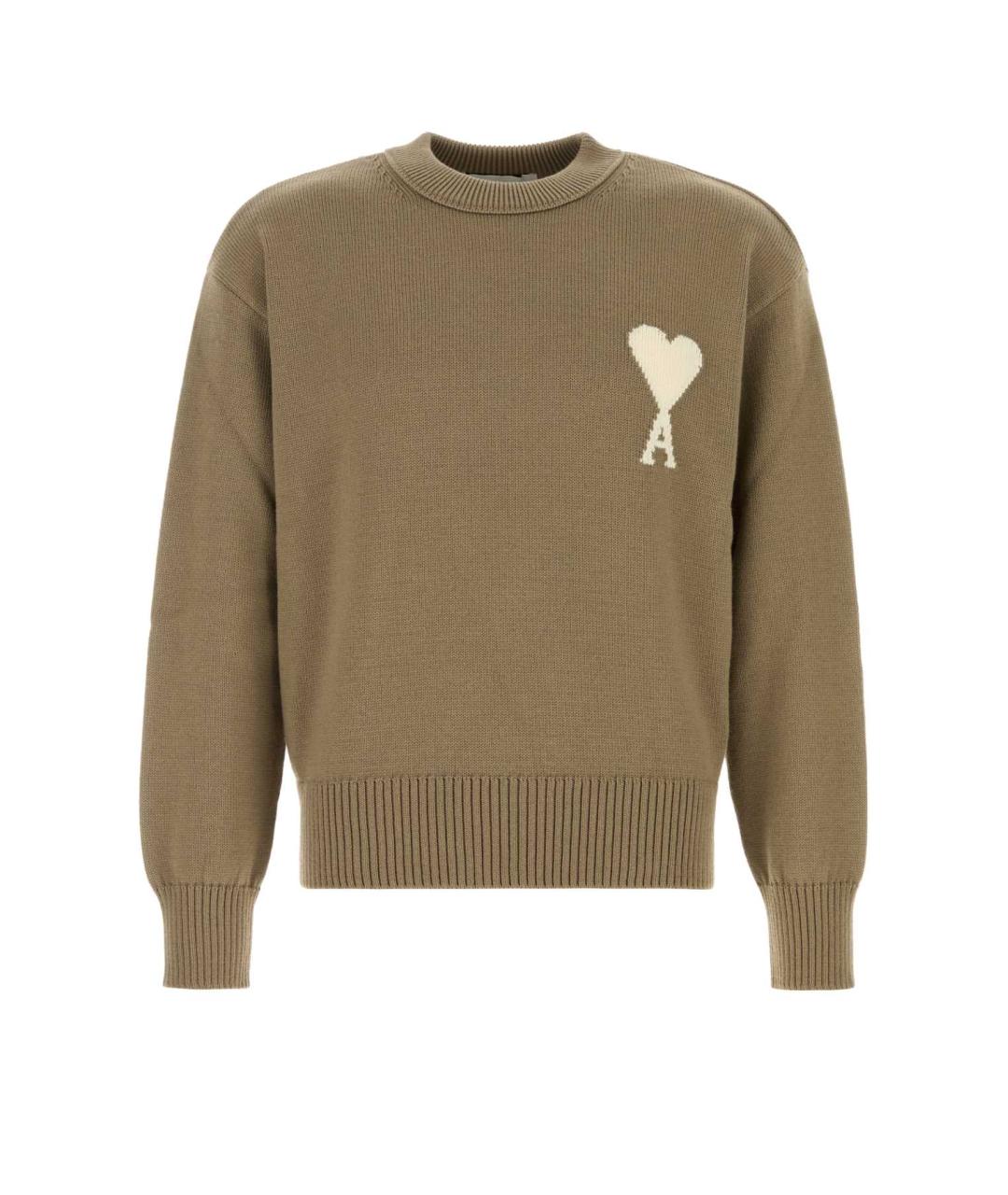 Ami Paris Коричневый шерстяной джемпер / свитер, фото 1