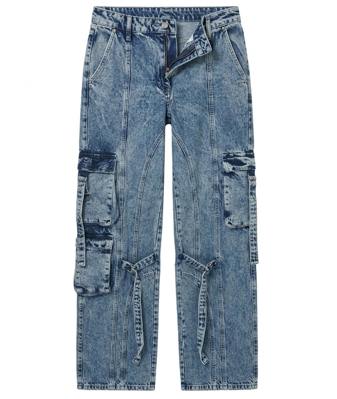 YANA RASKOVALOVA Синие хлопковые прямые джинсы, фото 1