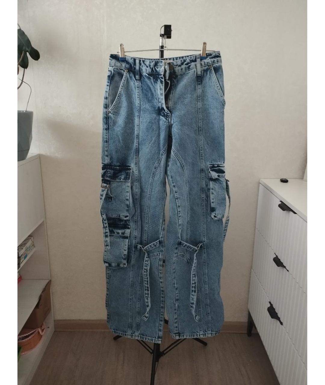 YANA RASKOVALOVA Синие хлопковые прямые джинсы, фото 6