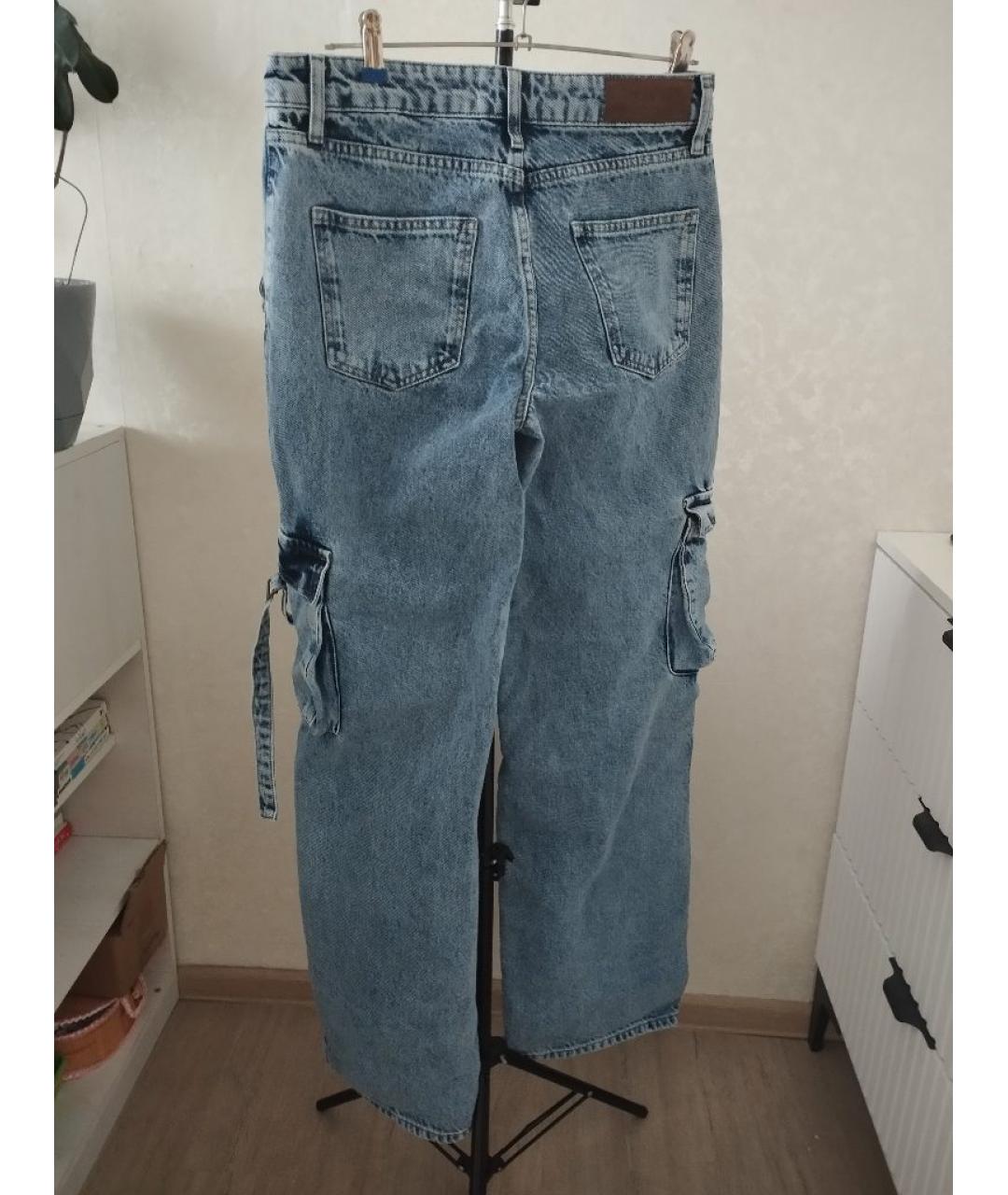 YANA RASKOVALOVA Синие хлопковые прямые джинсы, фото 2