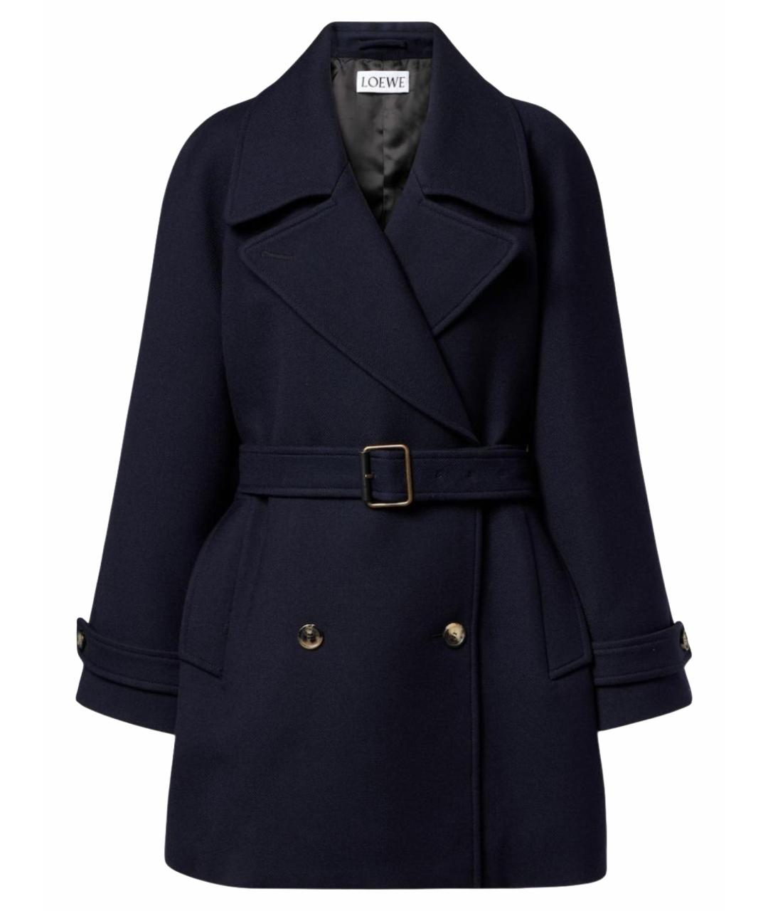 LOEWE Темно-синее шерстяное пальто, фото 1