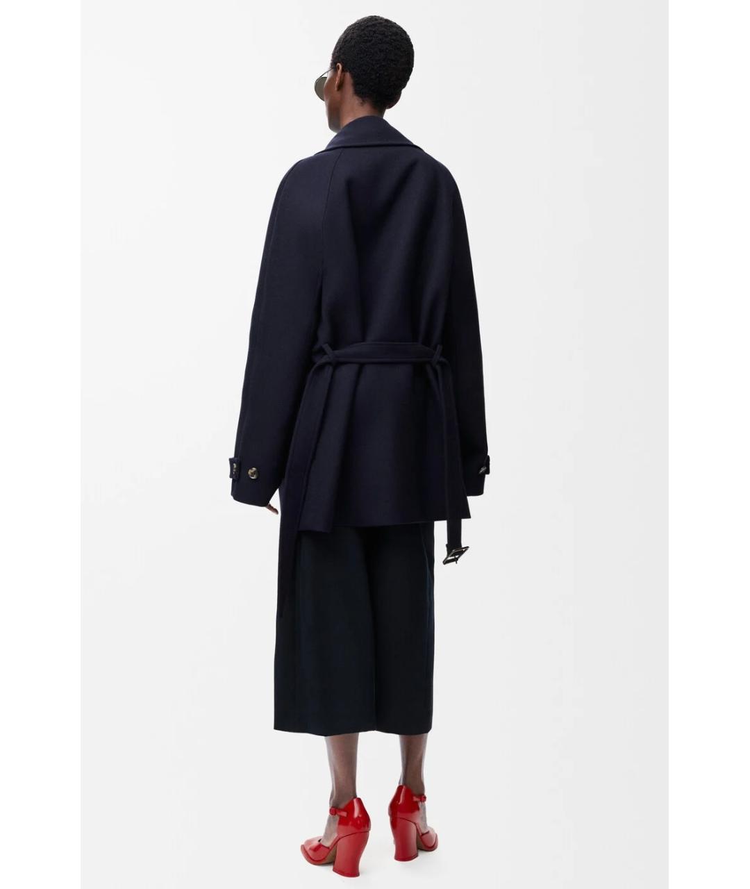 LOEWE Темно-синее шерстяное пальто, фото 6