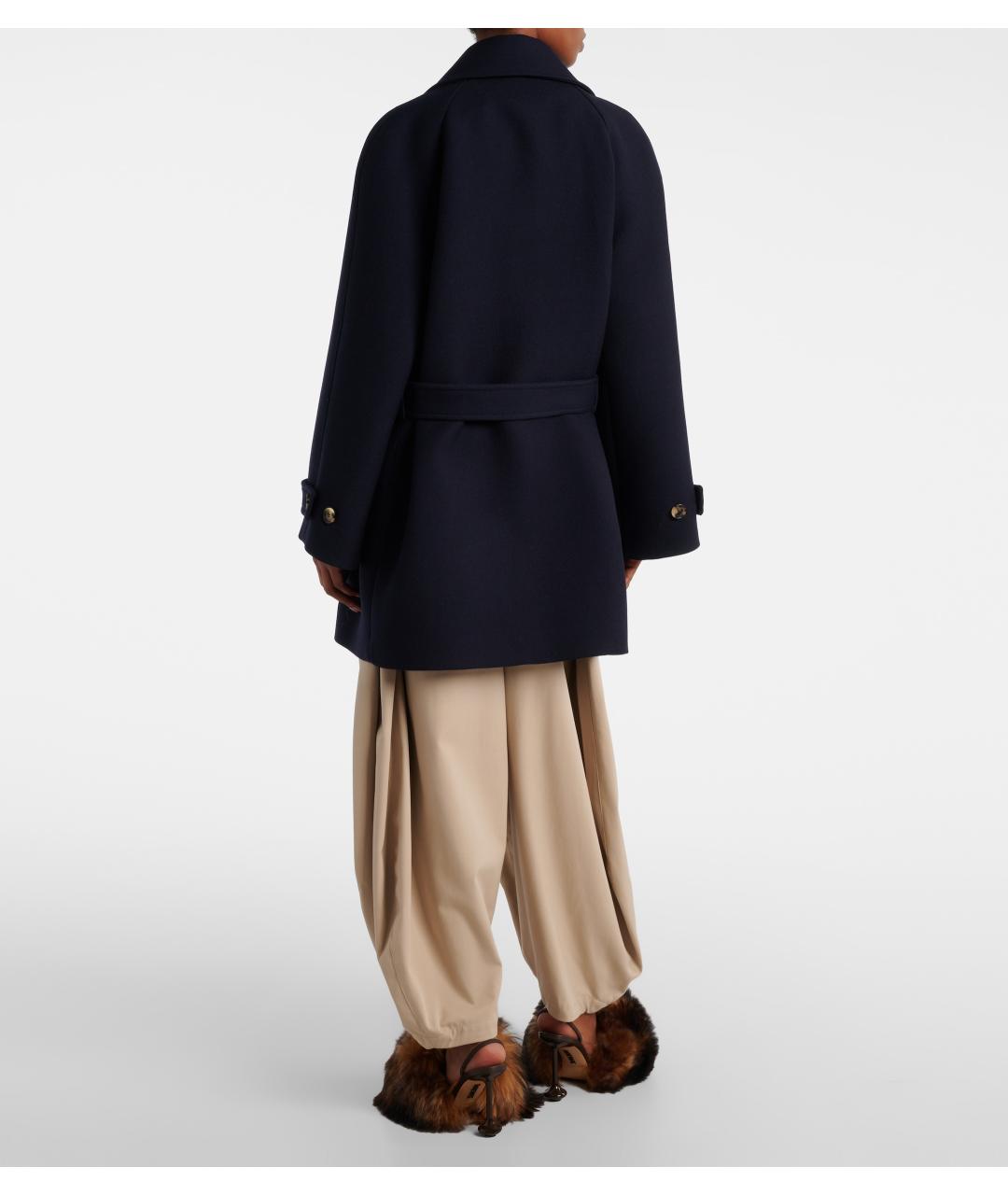 LOEWE Темно-синее шерстяное пальто, фото 4