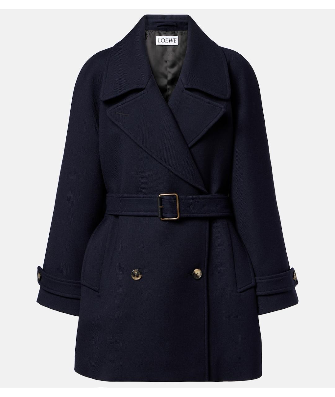 LOEWE Темно-синее шерстяное пальто, фото 10