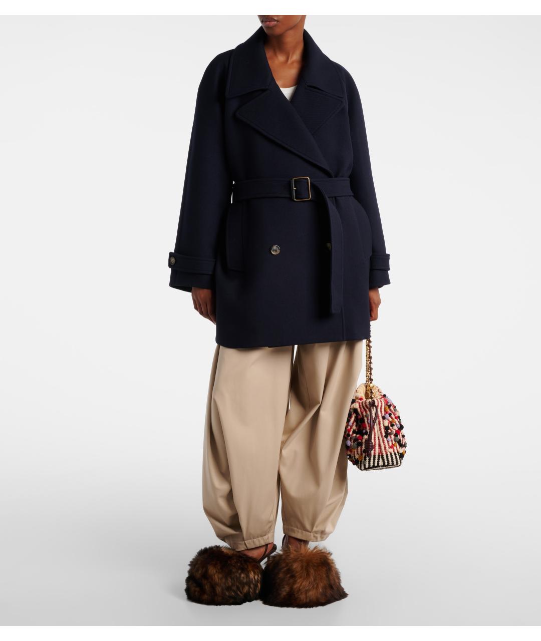 LOEWE Темно-синее шерстяное пальто, фото 2