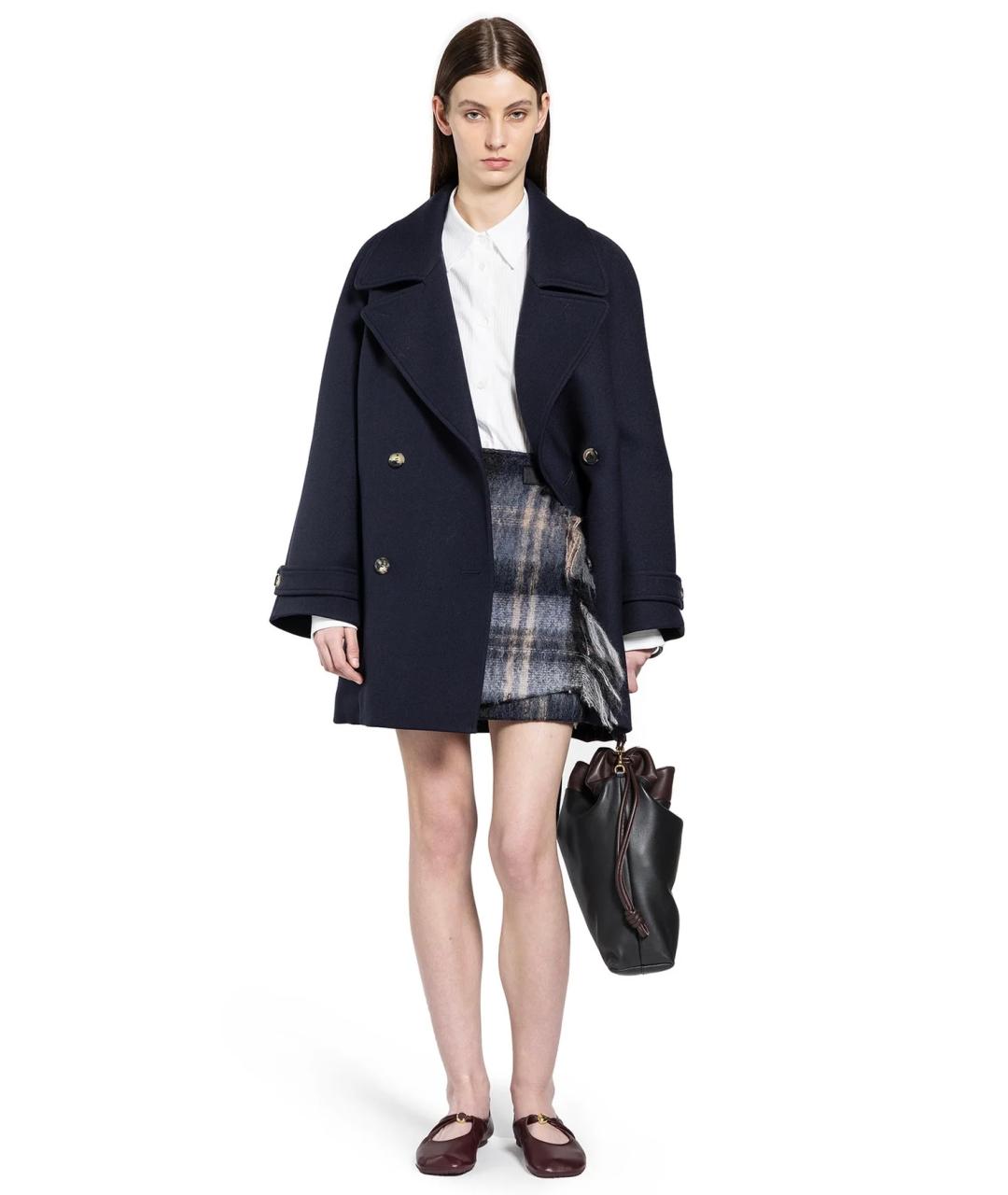 LOEWE Темно-синее шерстяное пальто, фото 9