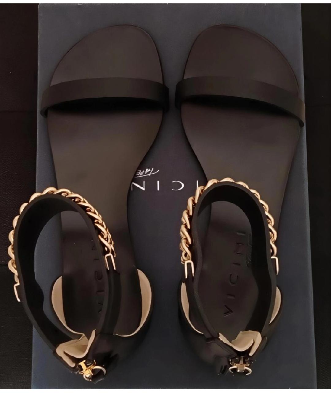 VICINI Черные кожаные босоножки, фото 3