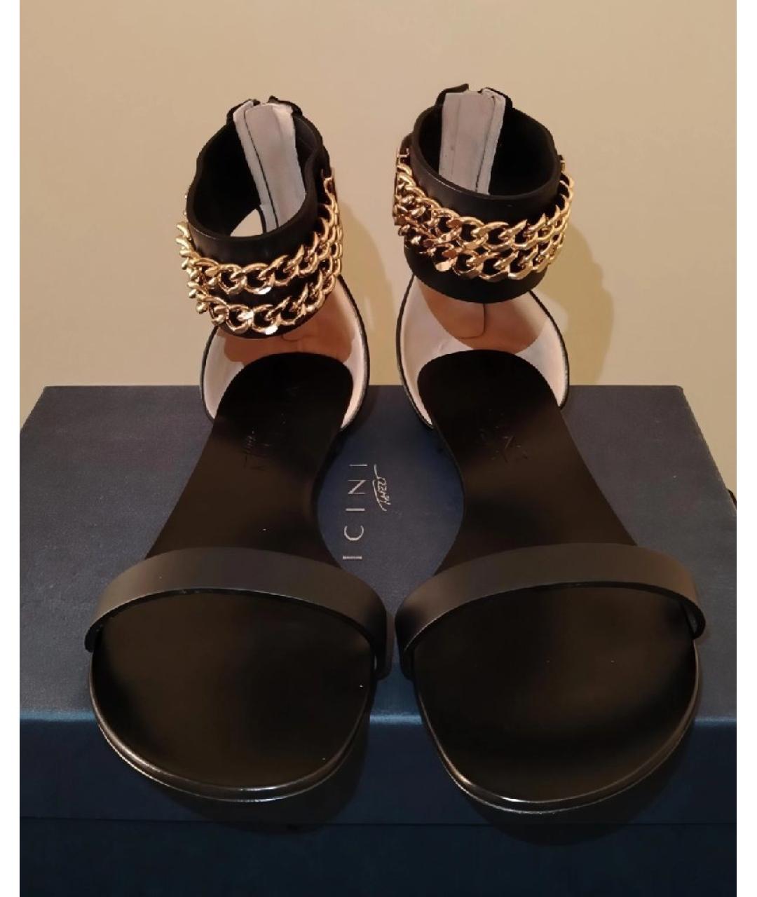 VICINI Черные кожаные босоножки, фото 2