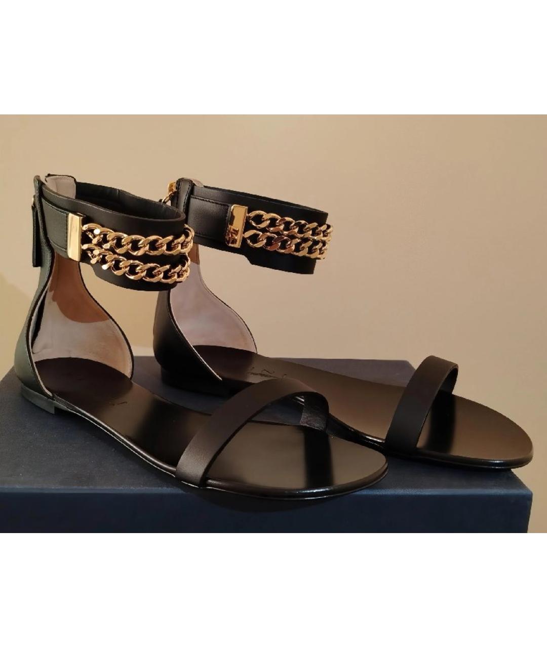 VICINI Черные кожаные босоножки, фото 5