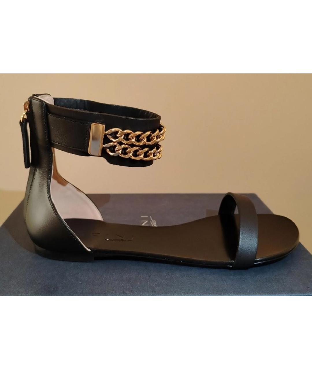 VICINI Черные кожаные босоножки, фото 7