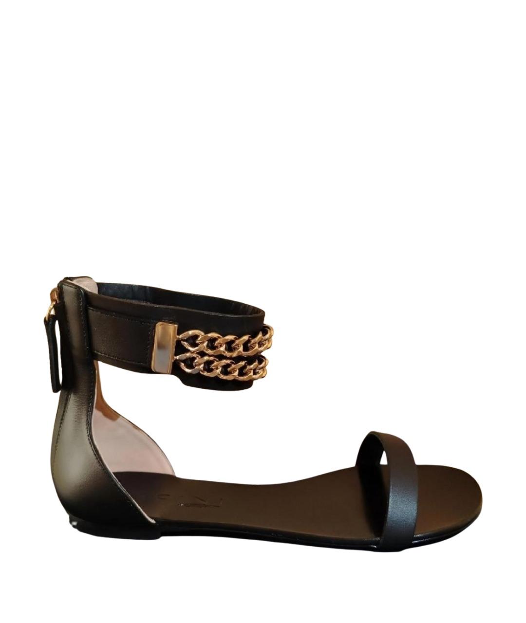 VICINI Черные кожаные босоножки, фото 1