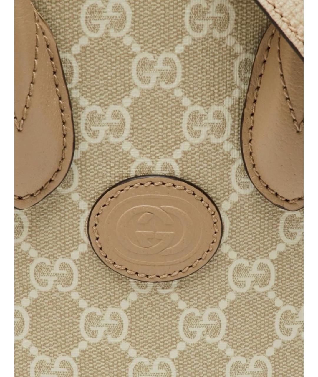 GUCCI Бежевая кожаная сумка с короткими ручками, фото 3