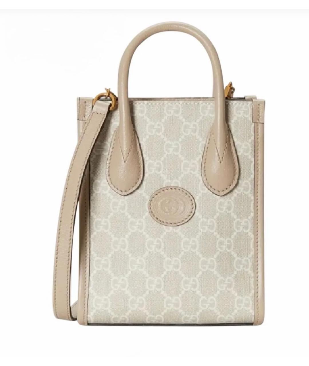 GUCCI Бежевая кожаная сумка с короткими ручками, фото 9