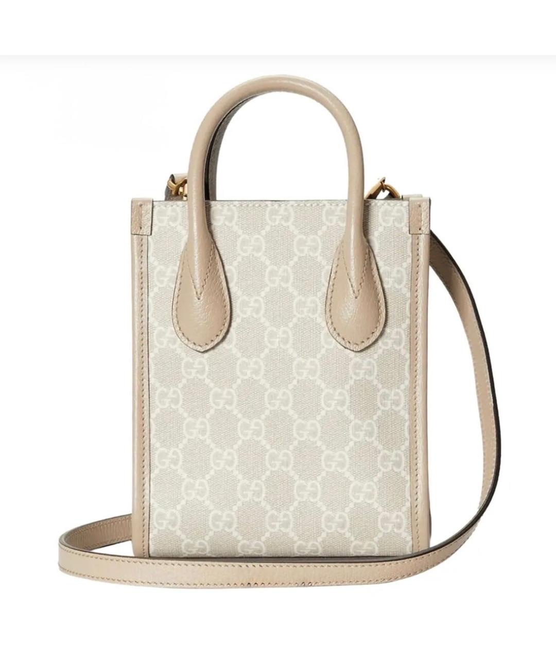 GUCCI Бежевая кожаная сумка с короткими ручками, фото 2