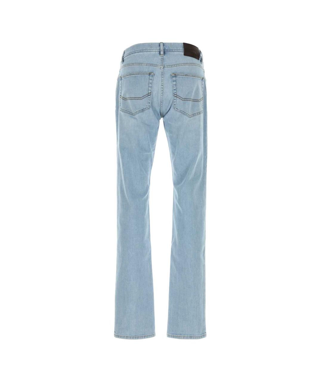 BRIONI Голубые хлопковые прямые джинсы, фото 2