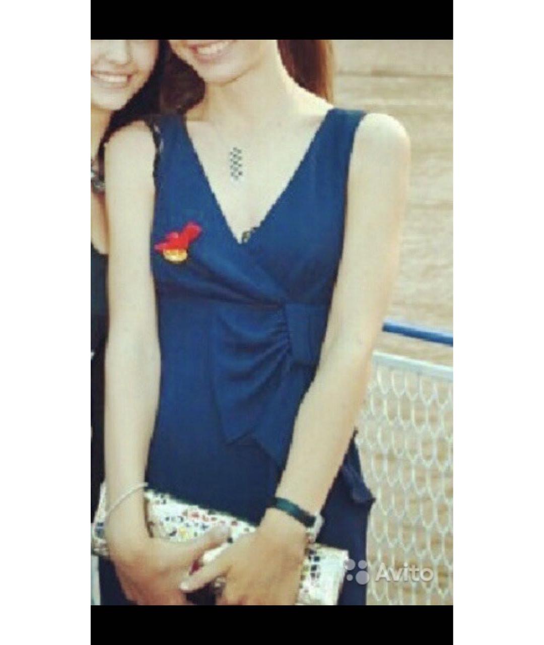 RED VALENTINO Синее вискозное коктейльное платье, фото 6