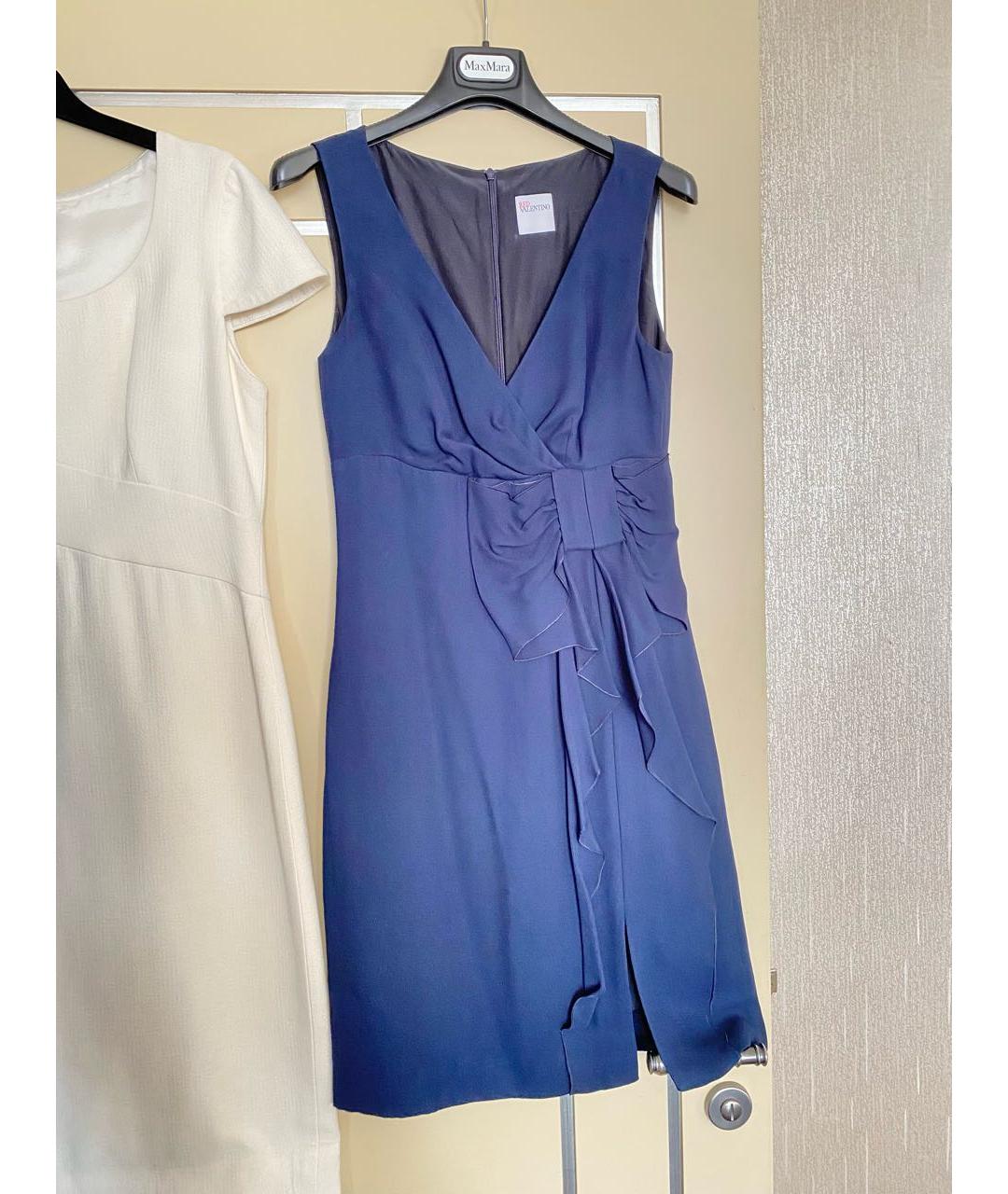 RED VALENTINO Синее вискозное коктейльное платье, фото 7