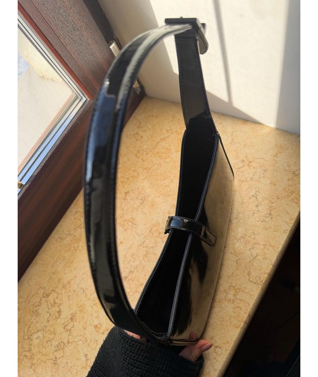 SAINT LAURENT Черная кожаная сумка с короткими ручками, фото 3