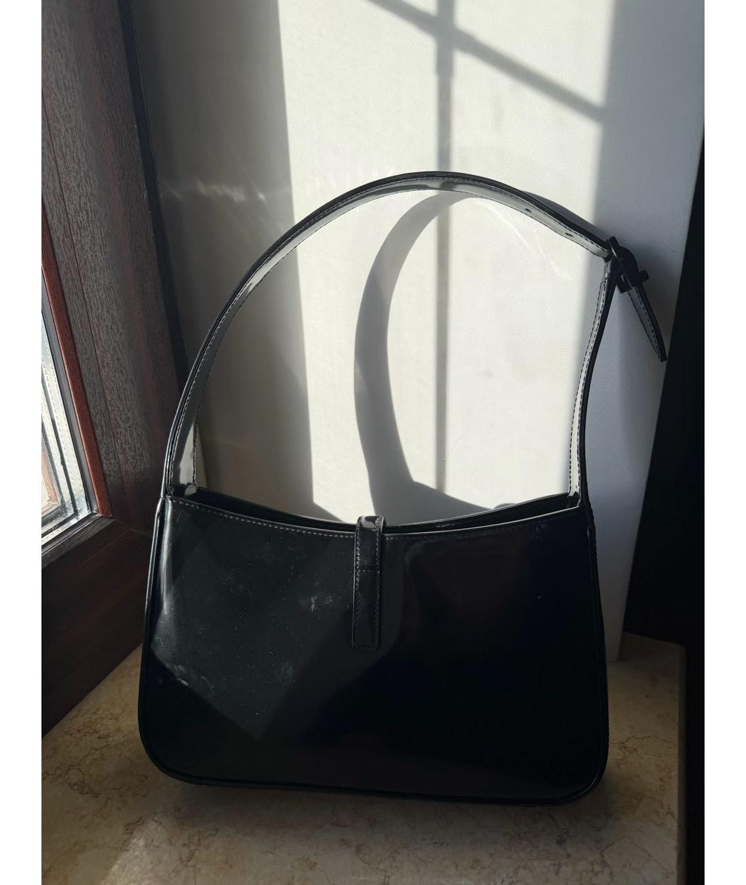 SAINT LAURENT Черная кожаная сумка с короткими ручками, фото 2