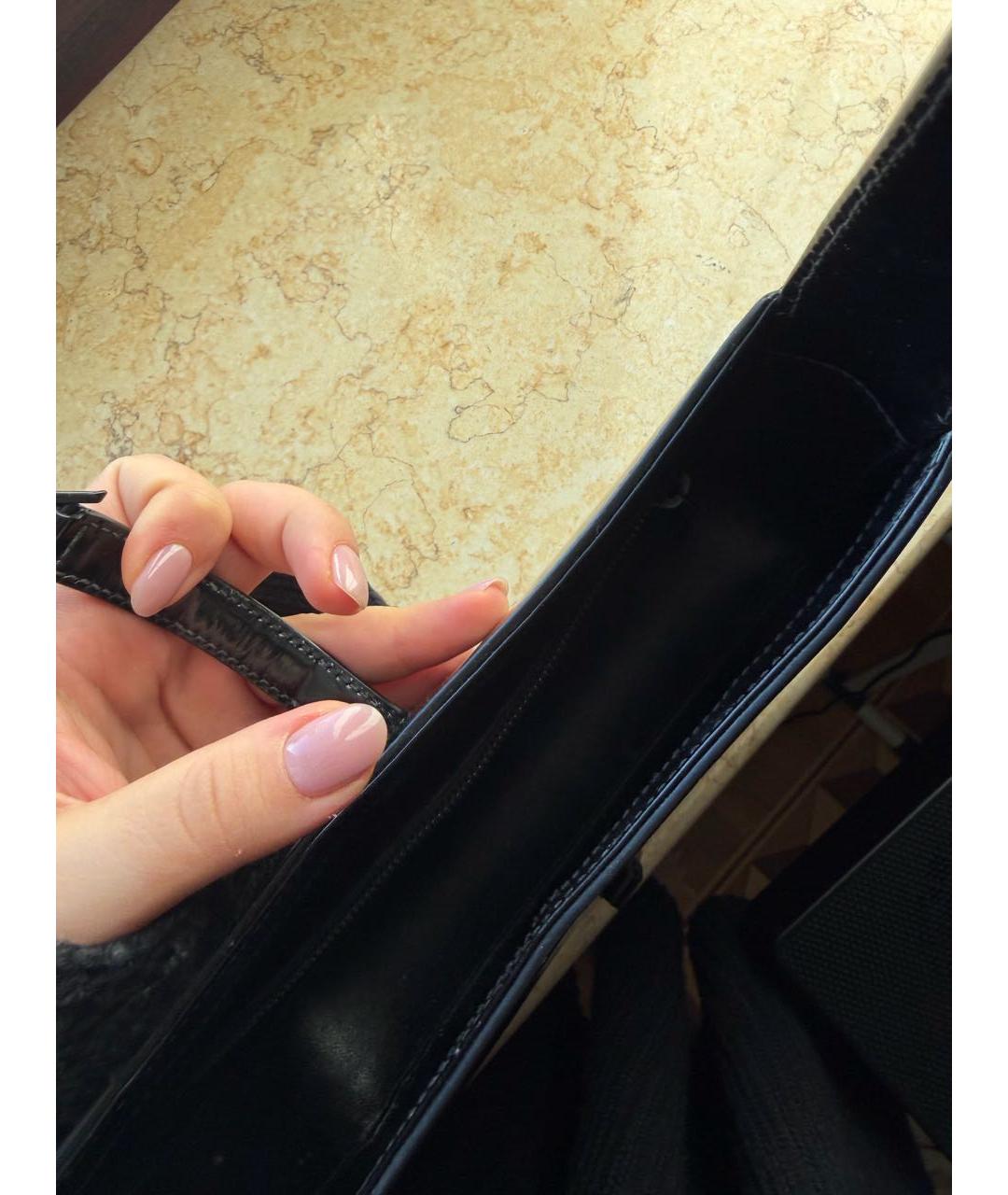 SAINT LAURENT Черная кожаная сумка с короткими ручками, фото 6