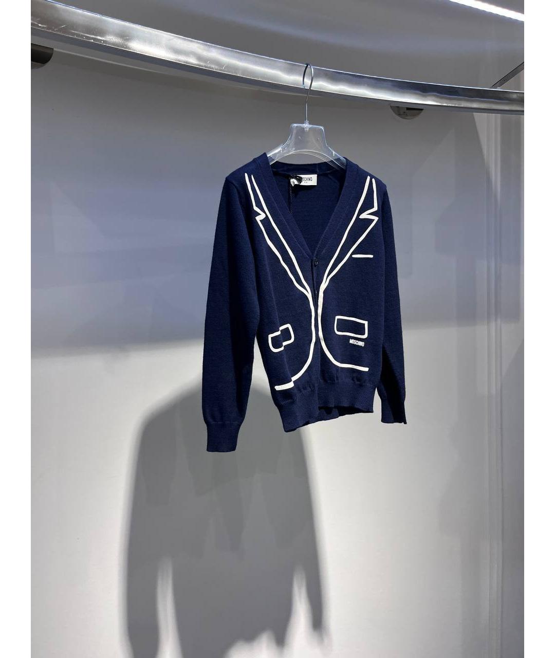 MOSCHINO Синий шерстяной жакет / жилет, фото 2